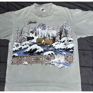 VTG 90's Image West 1994 Anvil Colorado Elk T-Shirt Size Large Single Stitch USA